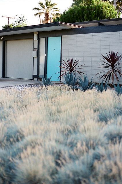 Eichler homes - Orange California Mid Century Modern Exterior, Mid Century Exterior, Blue Doors, Orange California, Eichler Homes, Mid Century Architecture, Casa Container, Casa Exterior, House Design Photos