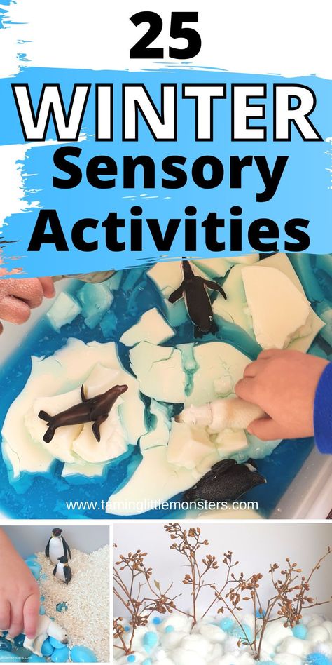 Easy Winter Sensory Bins, Baby Winter Sensory Play, Easy Sensory Activities Preschool, Winter Sensory Activities Preschool, Winter Sensory Activities For Toddlers, Winter Animal Activities For Toddlers, Winter Animals Activities For Toddlers, Winter Activities Toddlers, Winter Themed Activities For Toddlers