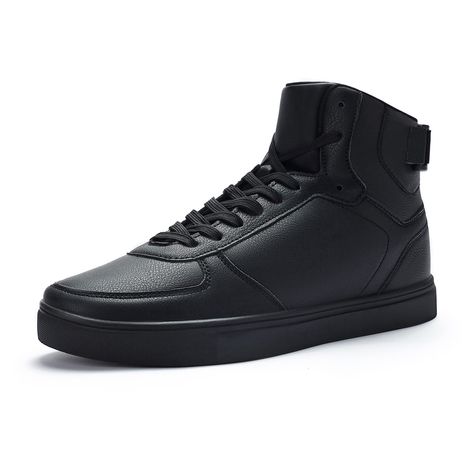 PRICES MAY VARY. FASHION SPORT STYLE - Classic blank high top leather sneakers with sport style and casual element in one, 2 colors of black and white, 7 sizes range from US MEN 8/8.5/9.5/10/10.5/11/12, shaft arch on the middle top, fashion and never out of time. ANKLE SUPPORT - Protect Your ankle: Classic High top Sneakers design protect your ankle.Shoe's tongue and heels protect your feet from hurt in most activities. Provide more comfort. WIDE APPLICATIONS - The exquisite craftsmanship of the Black Nike High Tops, Mens High Top Sneakers, Walking Fashion, Sneakers Design, Men's High Top Sneakers, Nike High Tops, High Sneakers, Mens High Tops, Ankle Support