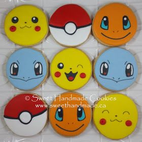 Sweet Handmade Cookies: Pokemon Go Cookies Pokemon Cupcakes, Pokemon Themed Party, Pokemon Birthday Cake, Handmade Cookies, Pokemon Cake, Pokemon Birthday Party, Iced Sugar Cookies, Pokemon Party, Pokemon Birthday