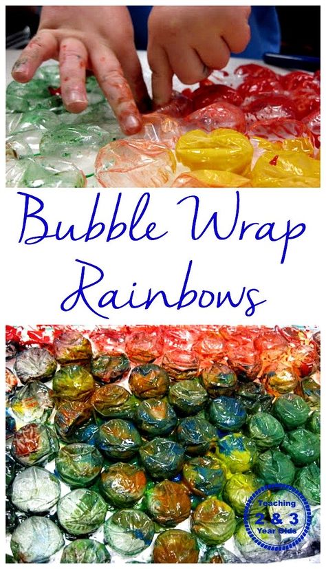 Rainbow Process Art, Painting With Bubble Wrap, Art With Toddlers, Bubble Wrap Art, Art For Toddlers, Toddler Painting, Toddler Classroom, Bubble Painting, Rainbow Paint