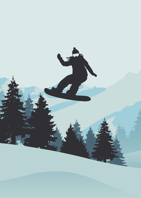 Drawing For Men, Snowboard Drawing, Snowboarding Wallpaper, Snowboard Aesthetic, Snowboarding Poster, Posters Illustration, Snowboard Art, Maternity Photography Poses Outdoors, Poster Art Prints