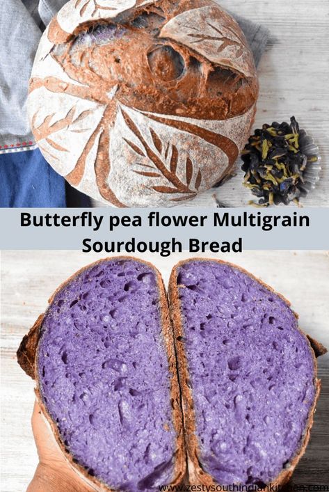 Multigrain Sourdough Bread, Pea Flower Tea, Butterfly Pea Tea, Butterfly Pea Flower Tea, Best Bread Recipe, Butterfly Pea Flower, Bread Baker, Food Stamps, Butterfly Pea