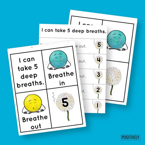 Do we really need visuals for deep breathing? The answer is YES! Add these dandelion "touch and count" to your classroom calming corner. Breathing Visuals, Breathing Cards, Cards For Students, Calming Corner, Calm Down Corner, Token Board, Calming Strategies, Cue Cards, Visual Cue