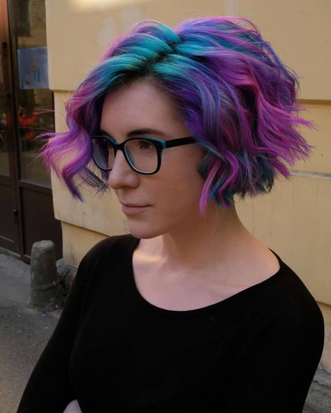 #coloredhair#unicorn#violethair#vodyanika#anthocyanin#vmestostudio#hairs_how#hairbrained_official#crafthairdresser#spbhair Purple And Blue Hair, Fun Hair, Funky Hairstyles, Haircut And Color, Colorful Hair, Pastel Hair, Dye My Hair, Mermaid Hair, Rainbow Hair