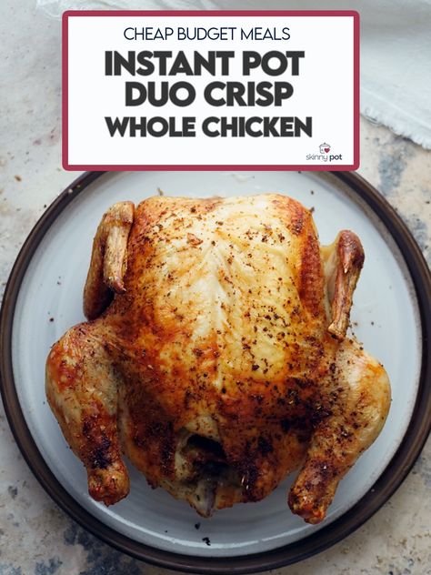 Instant Pot Duo Crisp Whole Chicken Roast Chicken Instant Pot, Instant Pot Duo Crisp Recipes, Instant Pot Whole Chicken, Instant Pot Duo Crisp, Chicken Instant Pot, Moist Chicken, Whole Chicken Recipes, Whole Roasted Chicken, Fish And Chicken