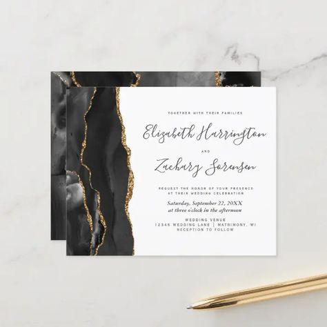 Elegant Modern Wedding, Agate Wedding, Afternoon Wedding, Wedding Invitation Size, Black Watercolor, Blush Wedding Invitations, Modern Wedding Invitation, Foil Invitations, Watercolor Wedding Invitations