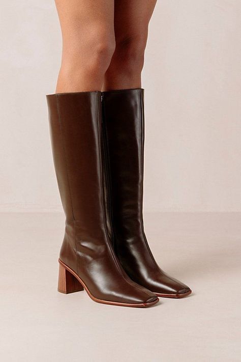 ALOHAS East Leather Knee High Boot in Coffee Brown, Women's at Urban Outfitters Knee High Brown Boots, Cozy Sweater Dress, Boots For Fall, Brown Knee High Boots, Brown Chelsea Boots, Black Riding Boots, Bold Accessories, Stiletto Boots, Knee High Leather Boots