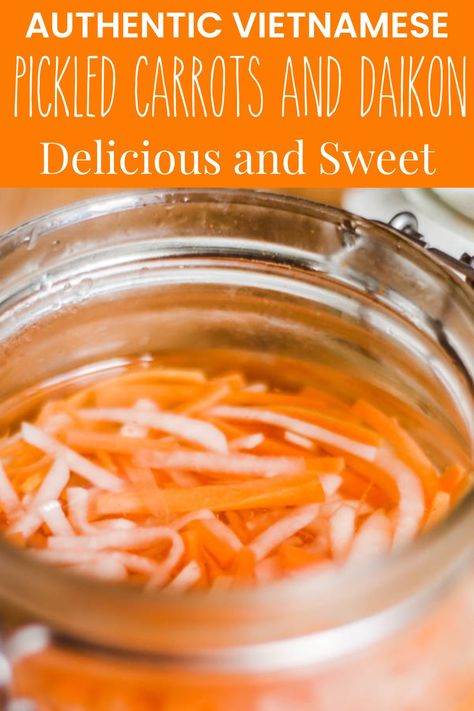 Picked Carrots, Pickled Carrots And Daikon, Vietnamese Coffee Recipe, Easy Asian Noodle Recipes, Daikon Recipe, Asian Pork Recipes, Buns Recipe Easy, Vegetable Dishes Recipes, Easy Asian Noodles