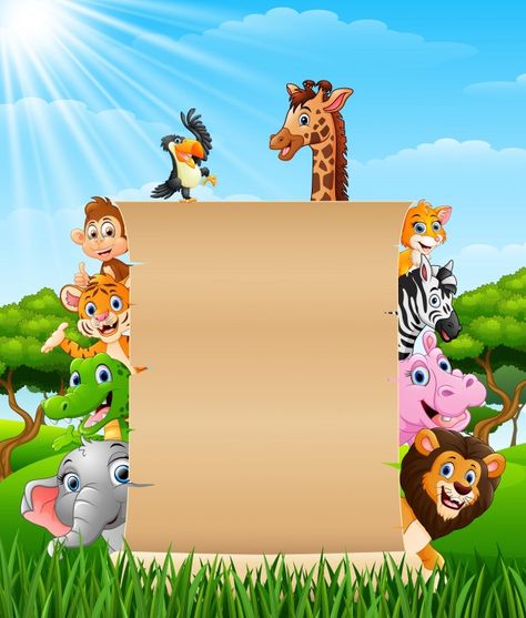 Happy Birthday Crafts, Safari Birthday Party Decorations, Vector Animals, Jungle Theme Birthday Party, Jungle Decorations, Animal Theme Birthday, Safari Animals Birthday, Event Poster Template, Wild Birthday Party