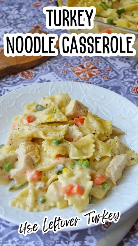 Looking for a delicious way to use up that leftover turkey from Thanksgiving? This Turkey Noodle Casserole is the perfect solution! Packed with tender turkey, hearty pasta, and creamy sauce, it's a comforting dish that's easy to throw together on a busy weeknight. Turkey And Noodles Recipe, Turkey Casserole Recipes Leftover, Turkey Noodle Casserole, Turkey Casserole Recipe, Leftover Casserole, Family Breakfast Recipes, Turkey Pasta, Holiday Leftovers, Turkey Casserole