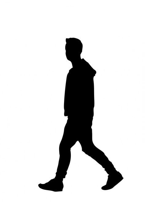 Man Walking Silhouette, Walking Silhouette, Person Silhouette, Walking Art, Walking Man, Silhouette People, Black Silhouette, People Illustration, Black And White Aesthetic