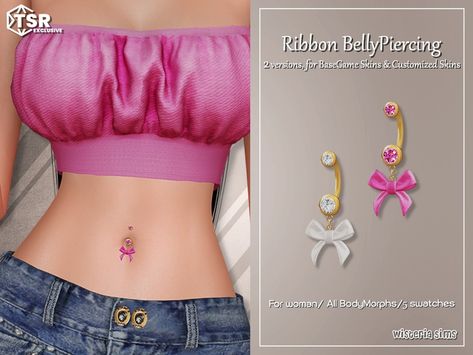 The Sims Resource - Ribbon BellyPiercing Set Sims 4 Cc Y2k Jewelry, The Sims Resource Y2k, Sims4 Nose Piercing, Sims 4 Mods Jewelry, Sims 4 Cc Y2k Accessories, Sims 4 Cc Accessories Piercing, Ts4 Piercing Cc, Jewelry Sims 4 Cc, Sims 4 Piercing Cc