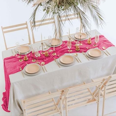 Amazon.com: MODFUNS Cheesecloth Fabric Gauze Table Runner 5 Packs 10FT Hot Pink Wedding Cheese Cloth Runner for Table Boho Linen Gauze Table Cover Classic Wedding Runner for Reception Birthday Tea Table Decor : Home & Kitchen Cheese Cloth Runner, Tea Table Decor, Runner For Table, Wedding Cheese, Thanksgiving Birthday Parties, Hot Pink Wedding, Gauze Table Runner, Wedding Runner, Hot Pink Weddings