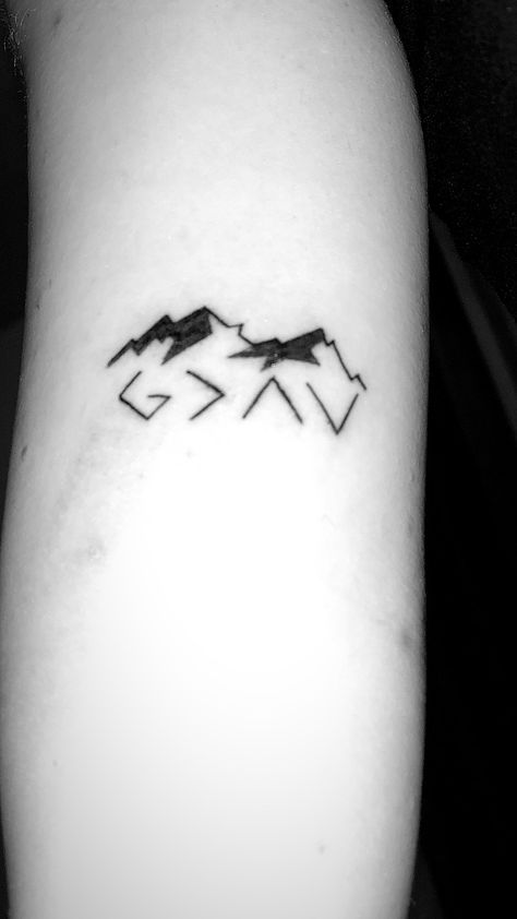 He can move mountains tattoo Moving Mountains Tattoo, Move Mountains Tattoo, Faith Can Move Mountains Tattoo, Religous Tattoo, Highs And Lows Tattoo, Meaningful Word Tattoos, Mountains Tattoo, State Tattoos, Mountain Tattoo