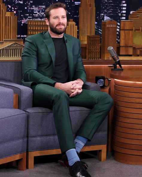 Ben Falcone, Valentino Suit, Kelly Oubre, Armie Hammer, Green Leather Jackets, Best Dressed Man, The Tonight Show, Kids Choice Award, Famous Men