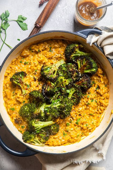 Vegan Fall Risotto, Korean Butternut Squash, Vegan Butternut Squash Risotto, Broccoli Butternut Squash, Vegan Butternut Squash Recipes, Vegan Roasted Butternut Squash, Kosher Rules, Butternut Squash Vegan, Risotto Vegan