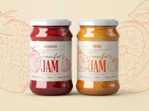 Jam Packaging Design: Strawberry and Orange by Hoot Design Studio Fruit Jam Packaging Design, Strawberry Jam Packaging, Strawberry Packaging Design, Fruit Label Design, Sugar Packaging Design, Jam Packaging Design, Best Packaging Design, Dental Advertising, Jam Packaging