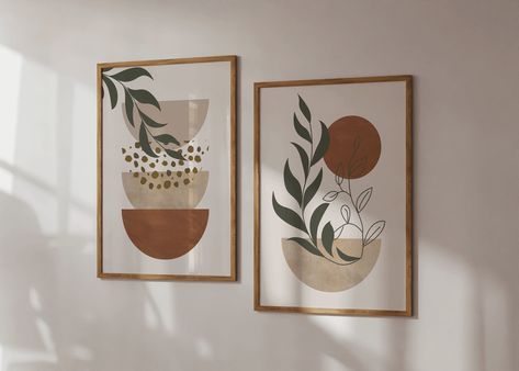 Excited to share the latest addition to my #etsy shop: Scandinavian style set of 2 prints in neutral colours with sage green plants/ boho geometric wall art design in beige/ mid century prints https://etsy.me/3BTByZ9 #beige #housewarming #easter #printingprintmaking Sage Green Plants, Boho Color Scheme, Mid Century Prints, Watercolor Art Face, Boho Painting, Lovely Poster, Photo Wall Gallery, Art Frames, Home Decor Hooks