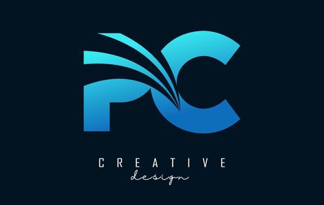 Creative blue letters PC p c logo with leading lines and road concept design. Letters with geometric design. Pc Logo Design Letter, Pc Logo Design, Pc Logo, Leading Lines, Blue Letters, Car Sticker Design, Design Letters, C Logo, Letter P