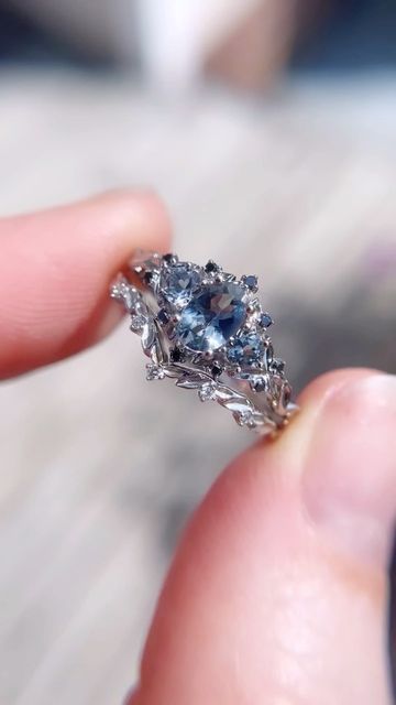 Uma | Engagement Rings on Instagram: "For those who prefer something darker 🖤" Fairytale Engagement Ring, Ocean Blue Wedding, Fairytale Cottagecore, Fairytale Engagement Rings, Romantic Engagement Ring, Engagement Rings Romantic, Blue Wedding Rings, Rings Beautiful, Pretty Engagement Rings