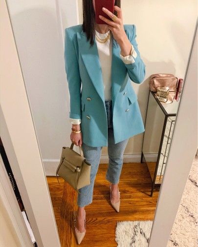 Teal Blazer Outfit, Work Dress Code, Classy Office, Teal Blazer, Casual Professional, Office Chic, Outfit Mujer, Stylish Work Outfits, Professional Attire