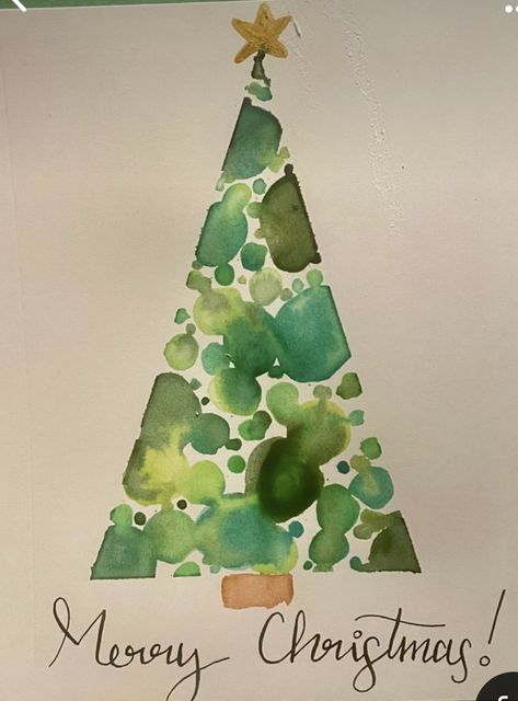 Julkransar Diy, Watercolor Christmas Cards Diy, Painted Christmas Cards, Groovy Christmas, Watercolor Christmas Tree, Christmas Card Art, Watercolor Christmas Cards, Christmas Card Crafts, Paint Cards