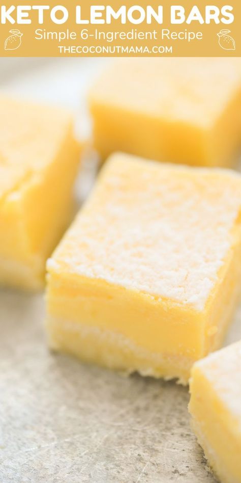 Coconut Flour Shortbread, Keto Lemon Bars, Creamy Lemon Bars, Gluten Free Lemon Bars, Lemon Brownies, Keto Bars, Lemon Bars Recipe, Lemon Filling, Shortbread Crust