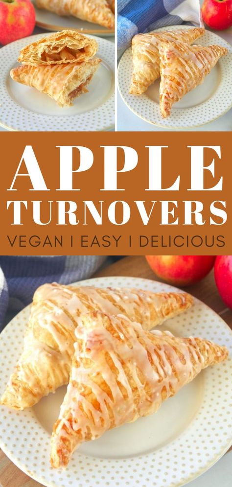 Vegan Apple Turnovers, Apple Turnovers With Puff Pastry, Turnovers With Puff Pastry, Apple Recipes With Puff Pastry, Apple Turnovers Recipe, Apple Turnover Recipe, Apple Pastry, Turnover Recipes, Vegan Pastries