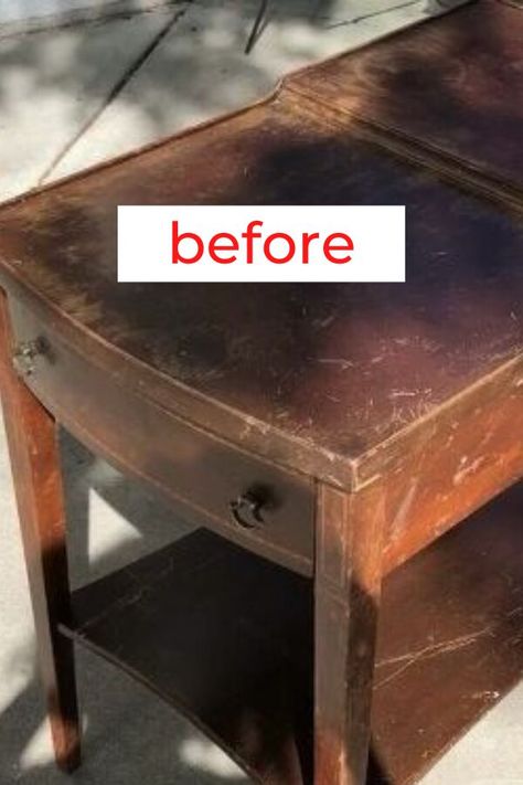 Refurbish Side Table, Night Stand Upcycle, Painting Side Tables Ideas, Upcycled Side Table Ideas, Upcycle End Table, Upcycle Nightstand Diy, Refurbished Side Table Ideas, Side Table Flip Ideas, End Table Flip Ideas