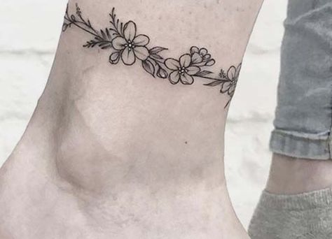 Anklelet Tattoos For Women, Butterfly Anklet Tattoo, Butterfly Ankle Tattoo Wrap Around, Flower Ankle Bracelet Tattoo, Anklet Tattoos Wrap Around, Schnauzer Tattoo, Girl Stomach Tattoos, Anklet Tattoos For Women, Butterfly Ankle Tattoos