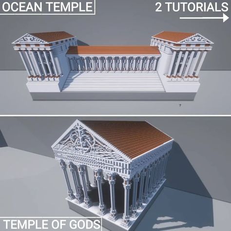 Minecraft Build Gallery🖼️ on Instagram: “💬Wow! Check out these 2 Temple Designs + Tutorial🏛️ ------------------------------------ This awesome build was made by ➡️…” Minecraft Art Gallery Building, Temple Minecraft Build, Greek Mythology Minecraft Builds, Greek Temple Minecraft, Temples Minecraft, Minecraft Greek House, Minecraft Temple Build, Minecraft Greek Temple, Minecraft Roman Builds