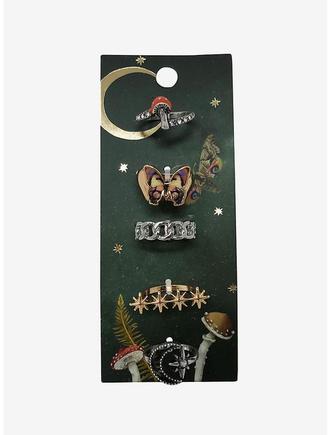 Hoarding Board, Shifting Help, Mushroom Butterfly, Current Aesthetic, Weirdcore Aesthetic, Crescent Moon And Star, Sakura Art, Weird Jewelry, Mushroom Jewelry