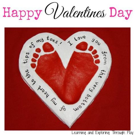 Toddler Valentine Crafts, Footprint Keepsake, Footprint Crafts, Preschool Valentines, Toddler Valentines, Valentine Crafts For Kids, Daycare Crafts, Heart Crafts, Salt Dough