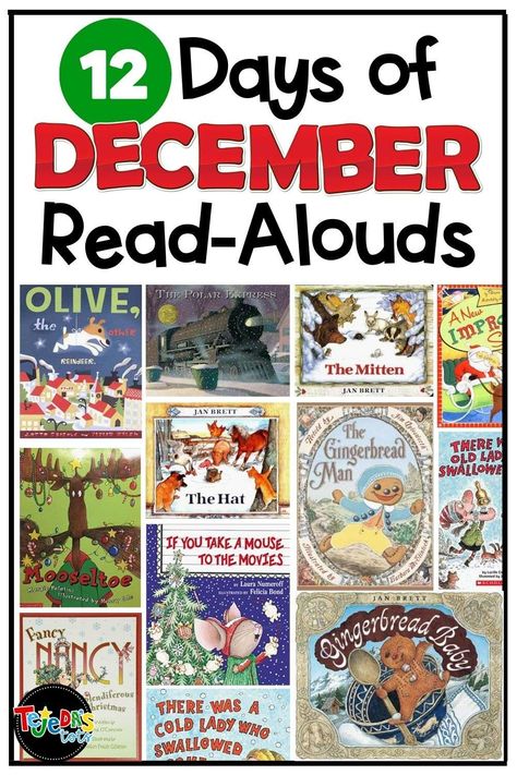 These 12 Christmas picture books make the perfect read-alouds for the month of December! Unwrap a book a day and read the post for reading comprehension activity ideas to go with each book! December Read Alouds, Read Alouds Kindergarten, Holiday Read Alouds, Christmas Read Aloud, December Pictures, Christmas Picture Books, Gingerbread Activities, Picture Book Activities, Christmas Books For Kids