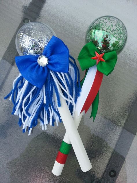 Noise maker spirit sticks $20 each on etsy/southberkeleyspirit Cheer Competition Noise Makers, Cheer Noise Makers, Noise Makers Diy, Plastic Canvas Angels, Sports Banquet Centerpieces, Cheer Spirit Sticks, Spirit Stick, Pep Squad, Panther Pride