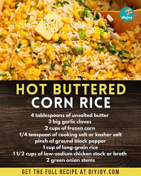 Level up your plain white rice into a delicious side dish! It is perfect with grilled meat or any savory dish. Cornbread Corn Casserole, Stove Top Cornbread, Corn Casseroles, Rice And Corn Recipe, Cornbread Muffins Recipe, Cornbread With Corn, Bacon Chili, Corn Rice, Slushie Recipe