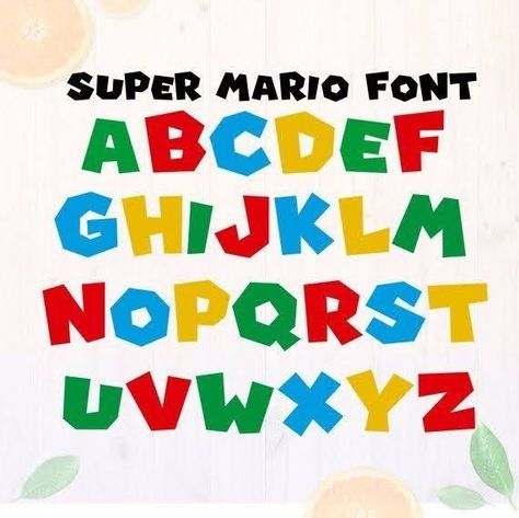 Mario Font Free, Mario Letters, Mario Alphabet, Super Mario Font, Mario Classroom, Mario Font, Mario Birthday Cake, Super Mario Cake, Super Mario Bros Birthday Party