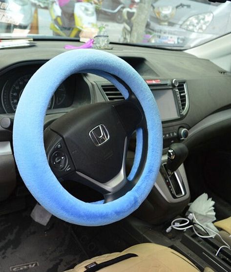 Blue Car Aesthetic Interior, Light Blue Car Interior, Car Decorations Interior Blue, Blue Car Decorations Interior, Blue Car Interior Ideas, Light Blue Car Accessories, Blue Car Decor, Blue Steering Wheel Cover, Blue Car Interior