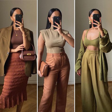 Lydia on Instagram: “Tell me you like earthy tones without telling me you like earthy tones.... 💁🏾‍♀️ • • • • • • • •…” Earth Tone Outfits Women, Earth Tone Outfits Aesthetic, Earth Colors Outfit, Earthy Tones Outfit, Warm Tone Outfits, Earthy Tone Outfits, Earth Toned Outfits, Earth Tones Outfit, Earth Tone Clothes