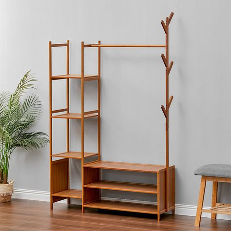 Parris 100cm Clothes Racks Bamboo Clothes Rack, Wooden Clothes Rack, Free Standing Coat Rack, Bamboo Clothes, Desain Pantry, Coat Tree, Shoe Storage Shelf, Clothes Stand, Classic Bedroom