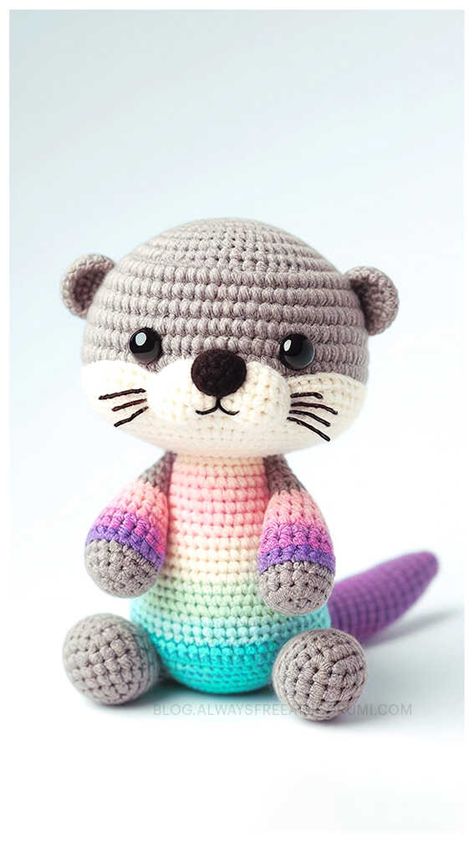 Amigurumi Little Otter Crochet Free Pattern Animuguri Crochet Free Pattern, Otter Amigurumi Free Pattern, Crocheted Otter Pattern Free, Crochet Otter, Otter Amigurumi, Otter Crochet Pattern Free, Otter Crochet, Stitch Amigurumi, Elephant Crochet Pattern