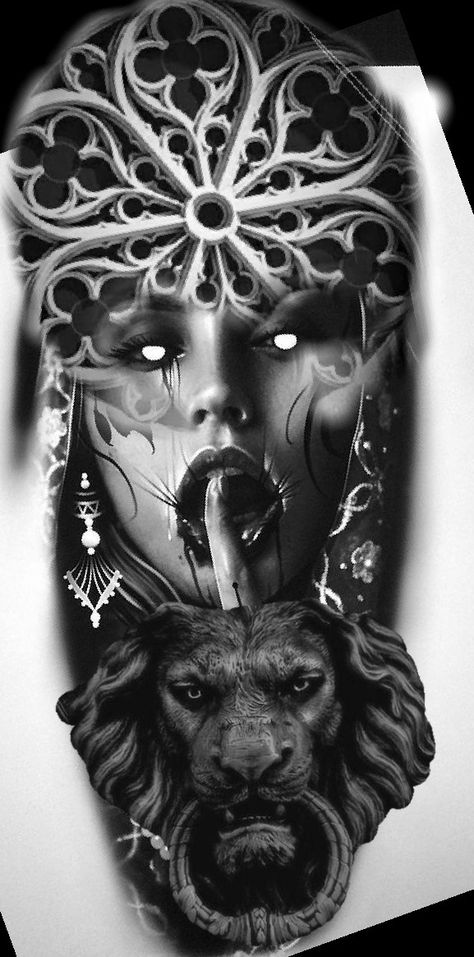 Portrait Tattoo Sleeve, Tiger Tattoo Sleeve, Torso Tattoos, Girl Face Tattoo, Scary Tattoos, Mythology Tattoos, Greek Tattoos, Dark Art Tattoo, Horror Tattoo