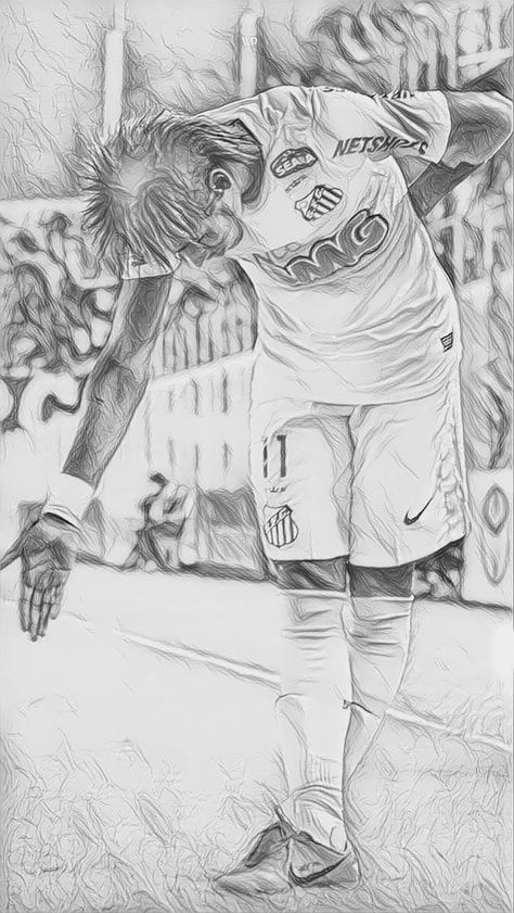 Drawing Neymar Jr, Neymar Drawings, Football Drawing Sketches, Neymar Sketch, Neymar Jr Drawing, Neymar Jr Art, Cr7 Drawing, Neymar Drawing, Neymar Art