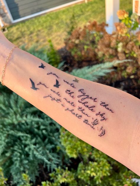 You Were Bigger Than The Whole Sky Tattoo, Would’ve Could’ve Should’ve Taylor Swift Tattoo, Wouldve Couldve Shouldve Tattoo, Would've Could've Should've Tattoo, Bigger Than The Whole Sky Tattoo, Bigger Than The Whole Sky Taylor Swift, Swiftie Tattoo, Bigger Than The Whole Sky, Taylor Swift Tattoo Ideas