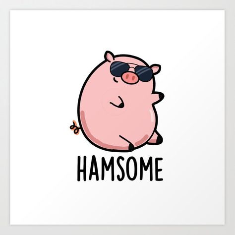 Pig Puns, Pun Art, Punny Cards, Funny Food Puns, Funny Art Prints, Love Puns, Cute Puns, Funny Doodles, Cute Notes