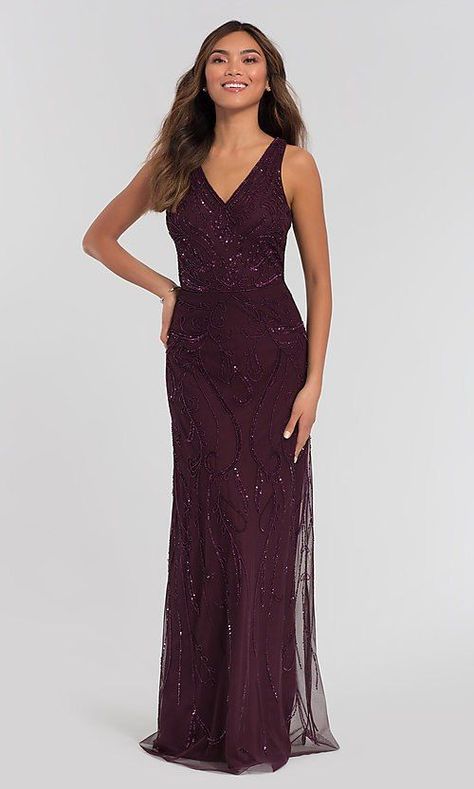 Adrianna Papell Platinum long beaded tulle dress #adriannapapell #beaded #bellabridesmaids #bridalparty #bridesmaids #motherofthebride Kleinfeld Dresses, Formal Bridesmaid Dresses, Purple Bridesmaid Dress, Purple Bridesmaid, Beaded Evening Gowns, Formal Bridesmaids Dresses, Sequin Bridesmaid, Bridesmaid Dresses Strapless, Designer Bridesmaid Dresses