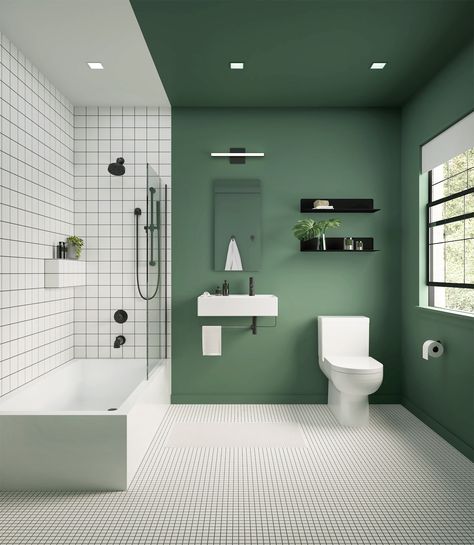 Colour Blocking Interior, Small Bathroom Organization, Small Room Decor, Interior Design Color, Bathroom Inspiration Decor, Shower Remodel, Bathroom Renos, Bathroom Colors, Small Bathroom Remodel