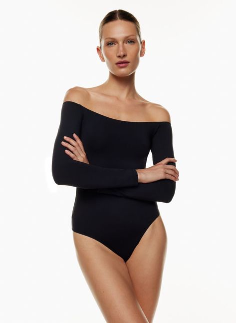 Bodysuit Aritzia, Off Shoulder Bodysuit, Off The Shoulder Bodysuit, Lantern Sleeve Sweater, Bodysuit Fashion, Long Sleeve Sweater Dress, Ribbed Knit Sweater, Knit Sweater Dress, Plus Size Swimwear