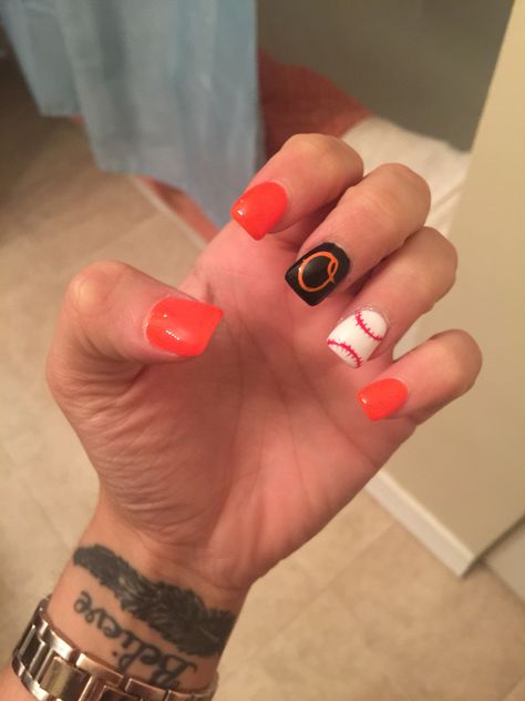 Orioles Nail Design, Baltimore Orioles Nails, Orioles Nails, Baseball Nail Designs, Unusual Nails, Baseball Nails, Baltimore Orioles Baseball, Orioles Baseball, Baseball Stuff